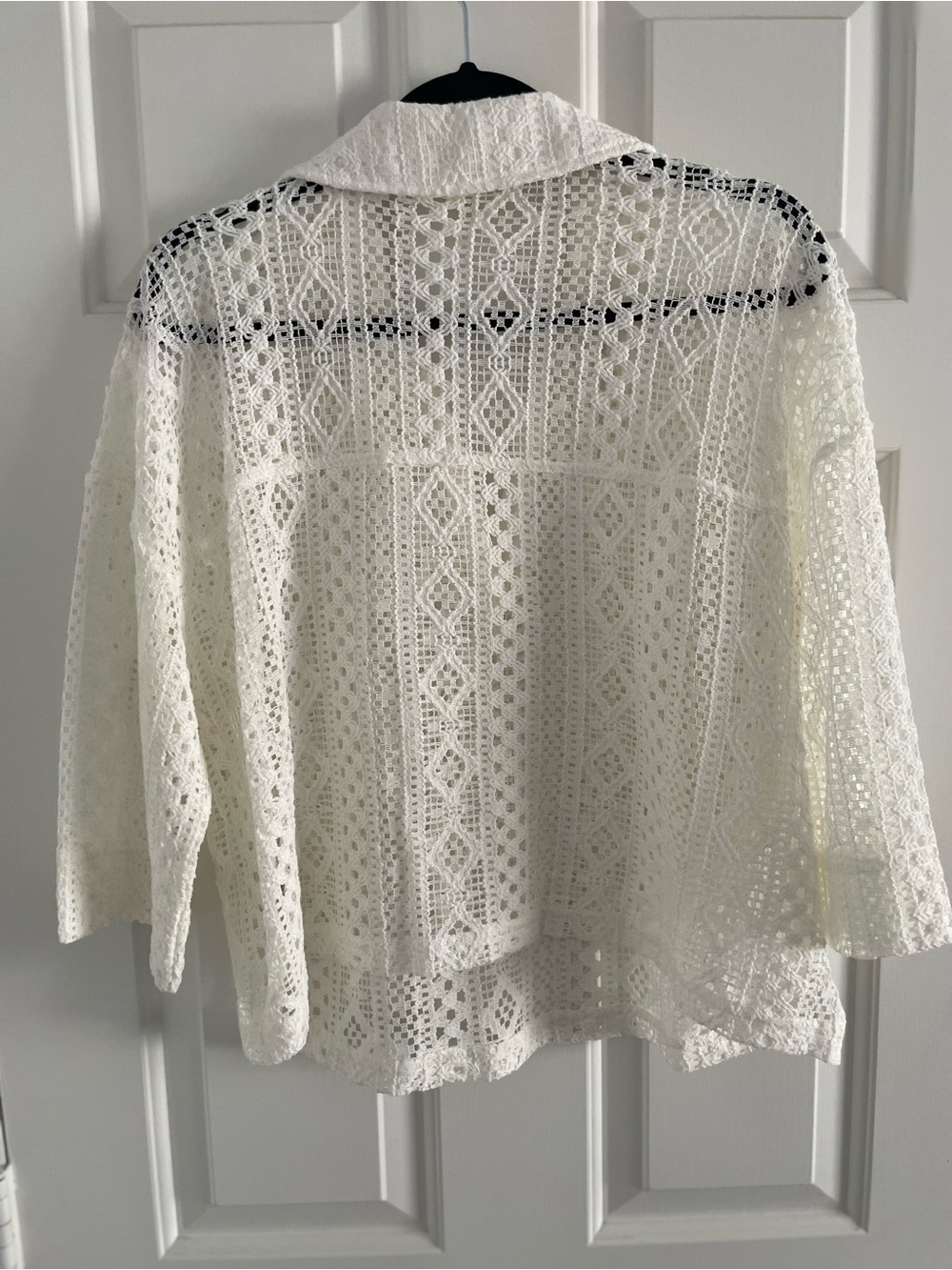 Marled White Crochet Collared Tunic - Picture 2 of 5